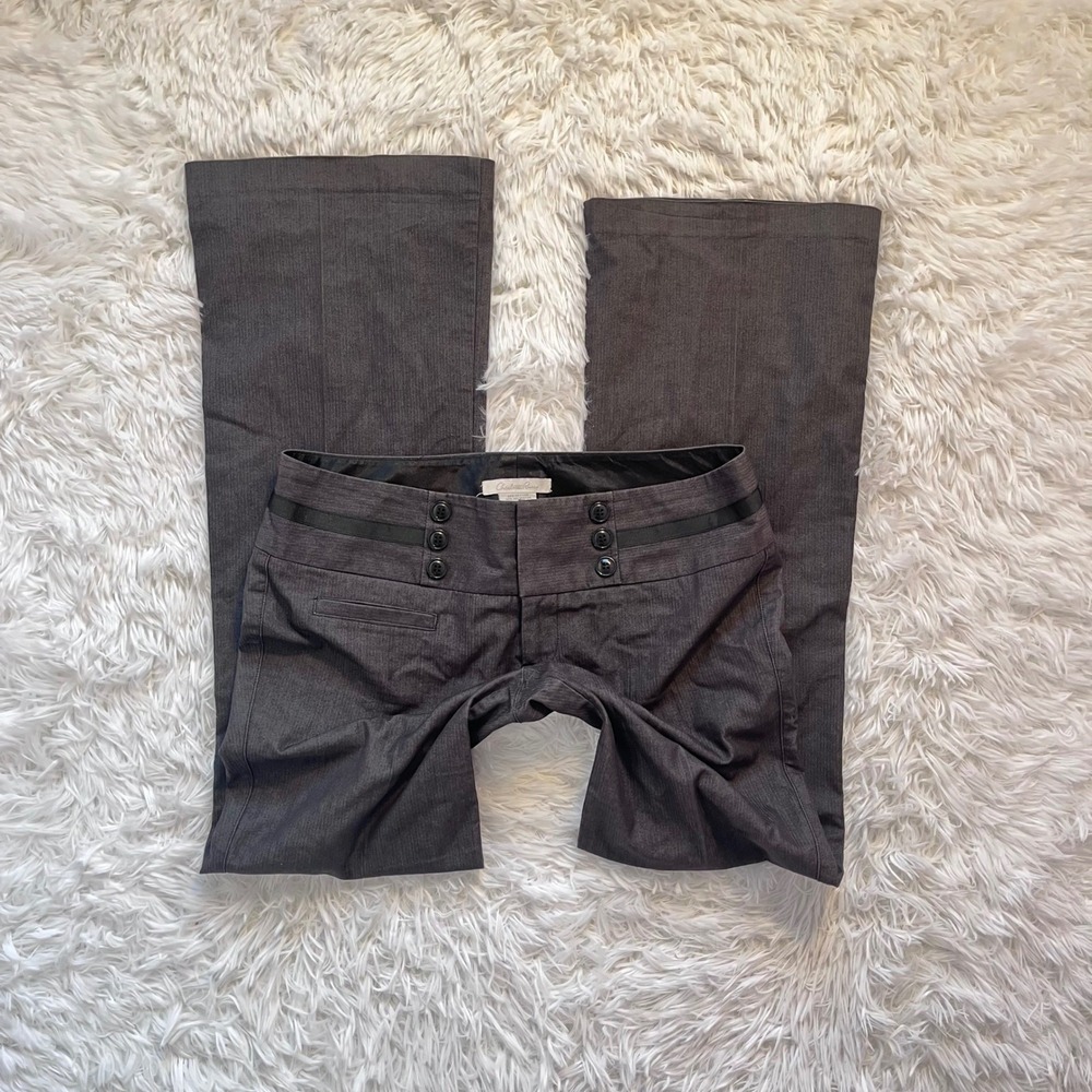 y2k dark gray double button detail low rise bootcut flare trouser pants size 9